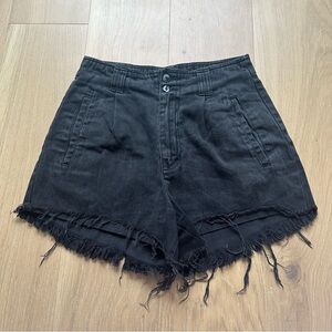 Gloria Vanderbilt Vintage Remade Black Denim Shorts Size 25 26 High Rise VTG